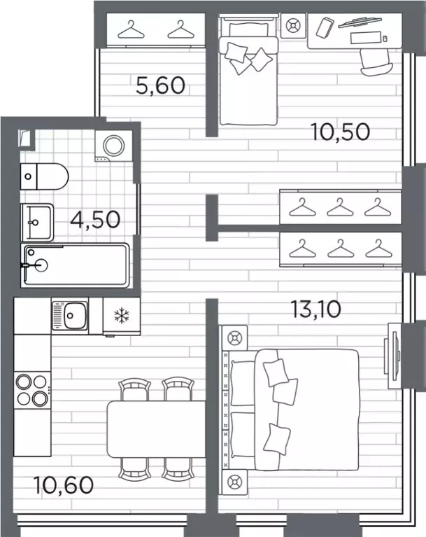 2-к кв. Санкт-Петербург Плюс Пулковский жилой комплекс (44.3 м) - Фото 1