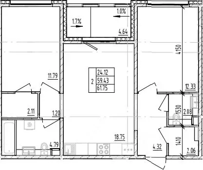 2-к кв. Ленинградская область, Ломоносовский район, Аннинское ... - Фото 1