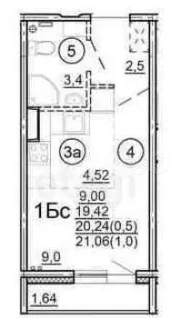 Квартира-студия, 21,1 м, 12/17 эт. - Фото 0