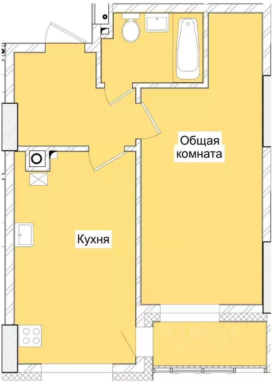1-к кв. Саха (Якутия), Якутск Атмосфера жилой комплекс (46.82 м) - Фото 0