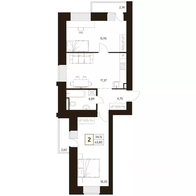 2-к кв. Башкортостан, Уфа ул. Ахметова, 296/2 (63.8 м) - Фото 1