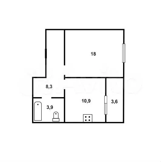 1-к. квартира, 44,7 м, 3/4 эт. - Фото 0