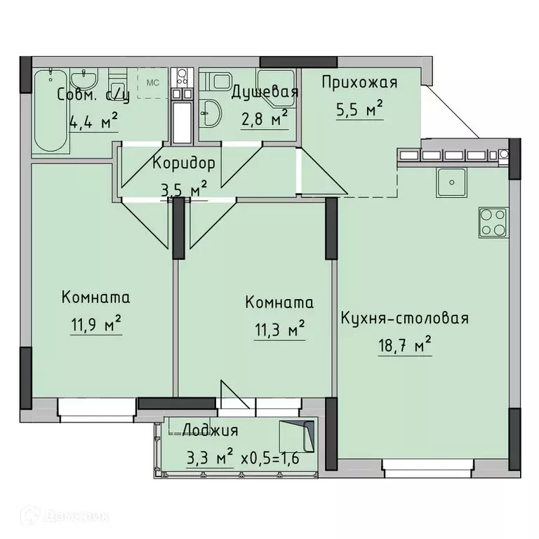 Продаётся 2-к квартира, 59.8 м - Фото 0