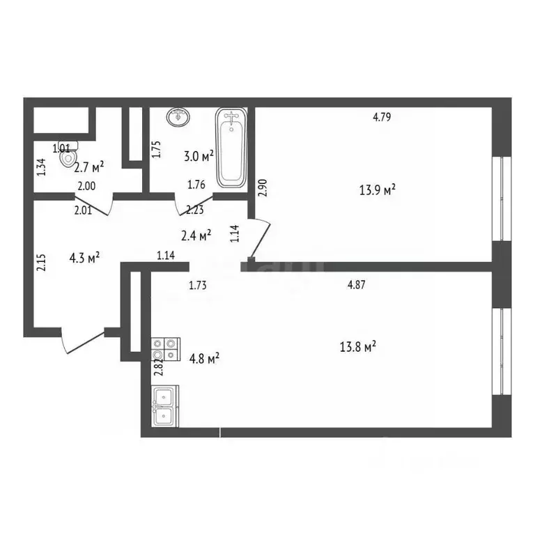 1-к кв. Москва ул. Алхимовская, 1к5 (44.9 м) - Фото 2