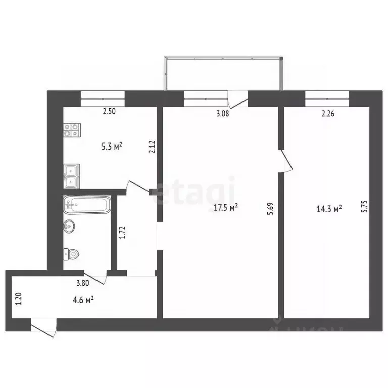 2-к кв. Пензенская область, Пенза ул. Карпинского, 10 (47.0 м) - Фото 1
