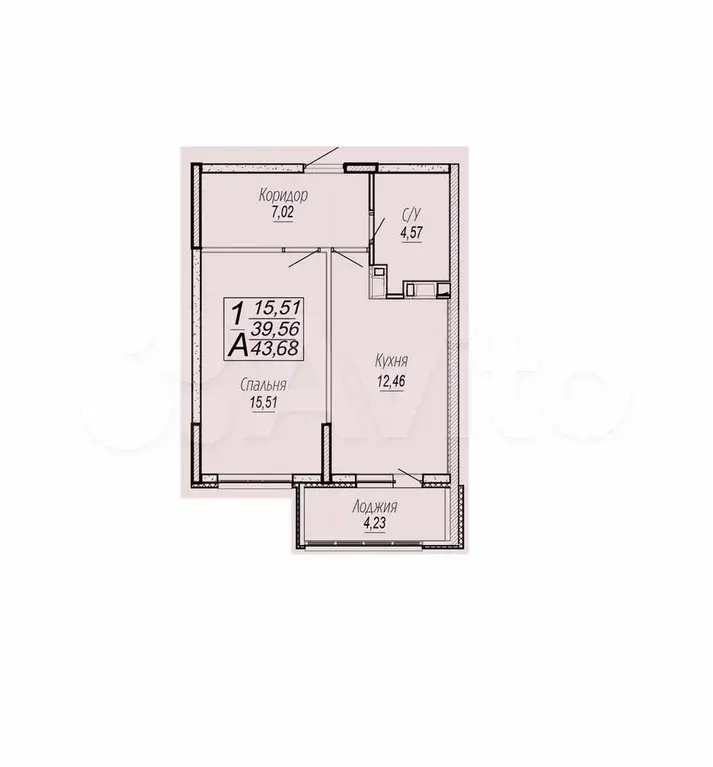 1-к. квартира, 43,7 м, 13/16 эт. - Фото 1
