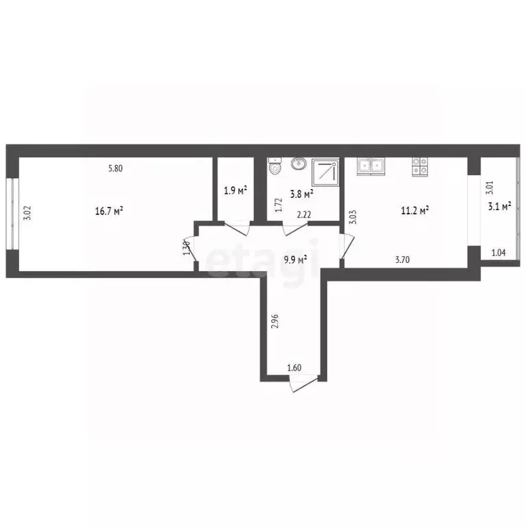 1-к кв. Ростовская область, Таганрог Котлостроительная ул., 34-9 (48.0 ... - Фото 1