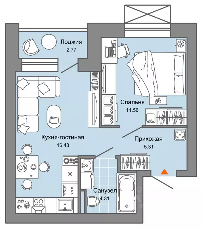 2-к кв. Кировская область, Киров ул. 4-й Пятилетки, 84 (39.0 м) - Фото 0