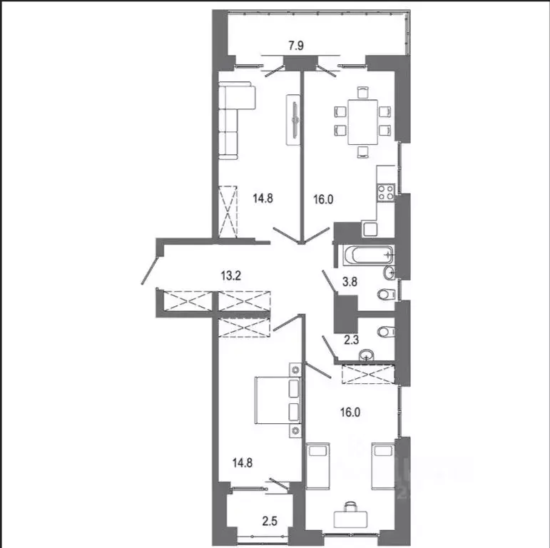 3-к кв. Иркутская область, Иркутск ул. Ивана Доронина, 7 (86.6 м) - Фото 1