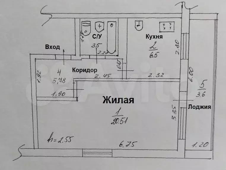 1-к. квартира, 36,5 м, 1/2 эт. - Фото 0