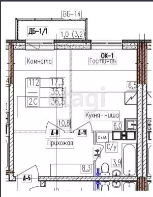 2-комнатная квартира: Пермь, Белозёрская улица, 30А (36.5 м) - Фото 1
