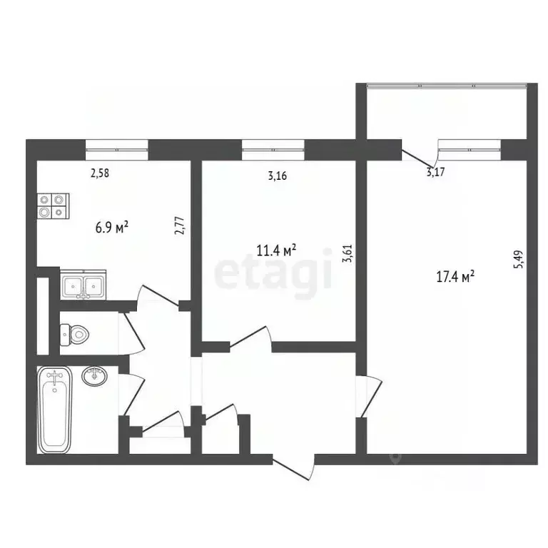 2-к кв. Ямало-Ненецкий АО, Муравленко Пионерская ул., 20 (48.1 м) - Фото 2