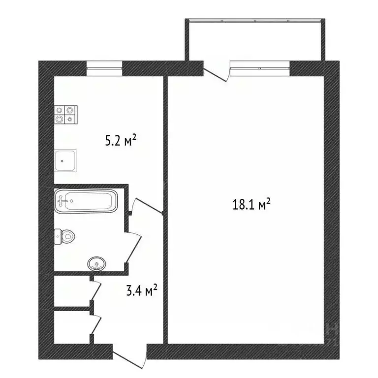 1-к кв. Калужская область, Обнинск Звездная ул., 21 (29.5 м) - Фото 2