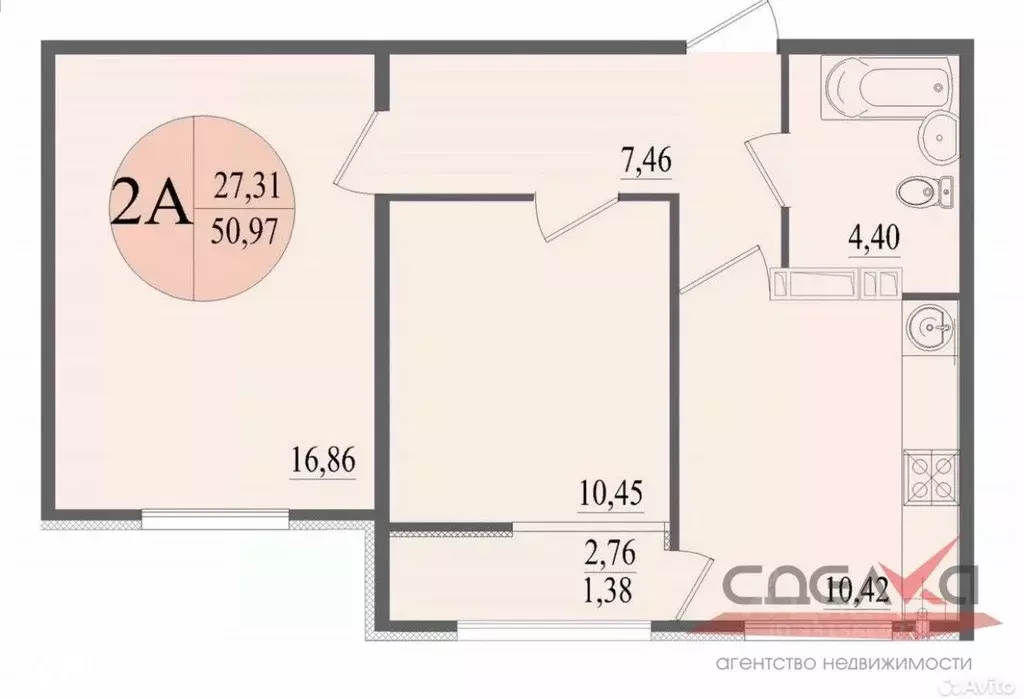 2-к кв. Севастополь ул. Колобова, 44к4 (49.6 м) - Фото 2