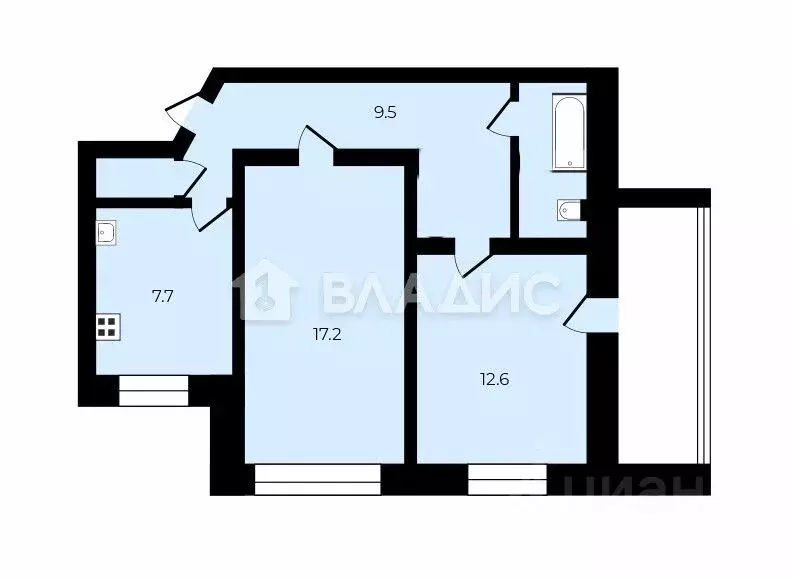 2-к кв. Владимирская область, Владимир ул. Нижняя Дуброва, 22 (54.5 м) - Фото 2