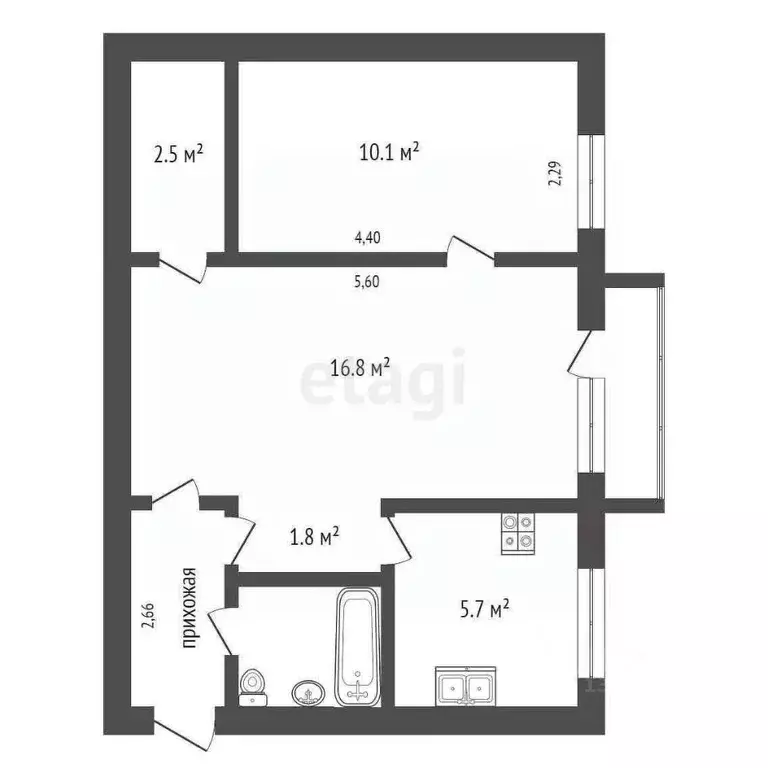 2-к кв. Вологодская область, Вологда ул. Пугачева, 3 (42.3 м) - Фото 1