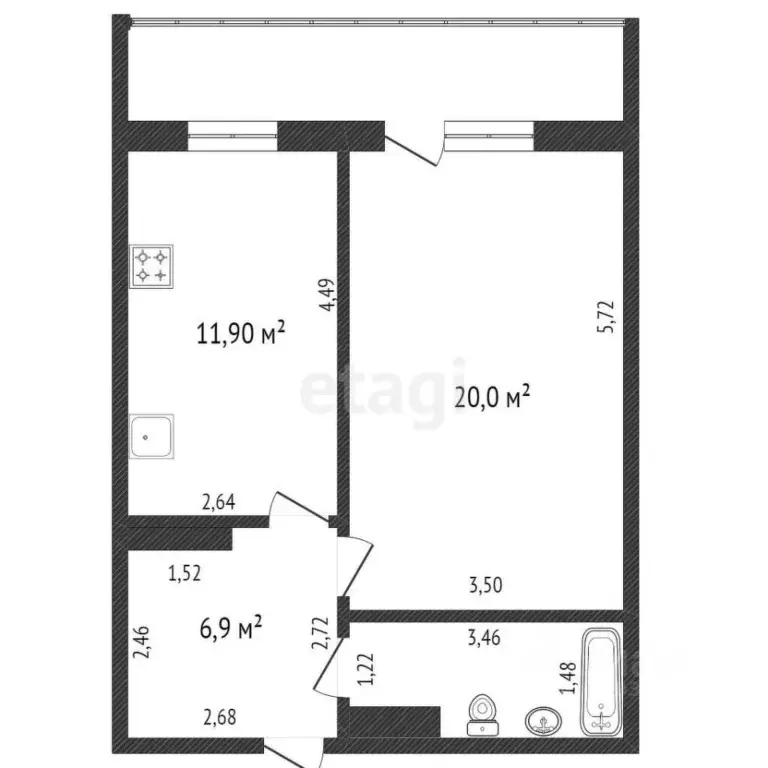 1-к кв. Тюменская область, Тюмень ул. Чернышевского, 2ак1 (43.0 м) - Фото 0