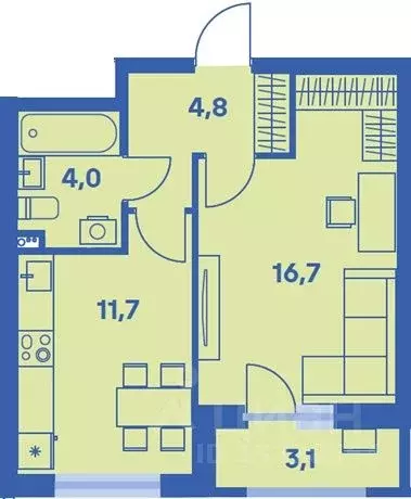 1-к кв. Пермский край, Пермь ул. Карпинского, 115 (38.8 м) - Фото 1