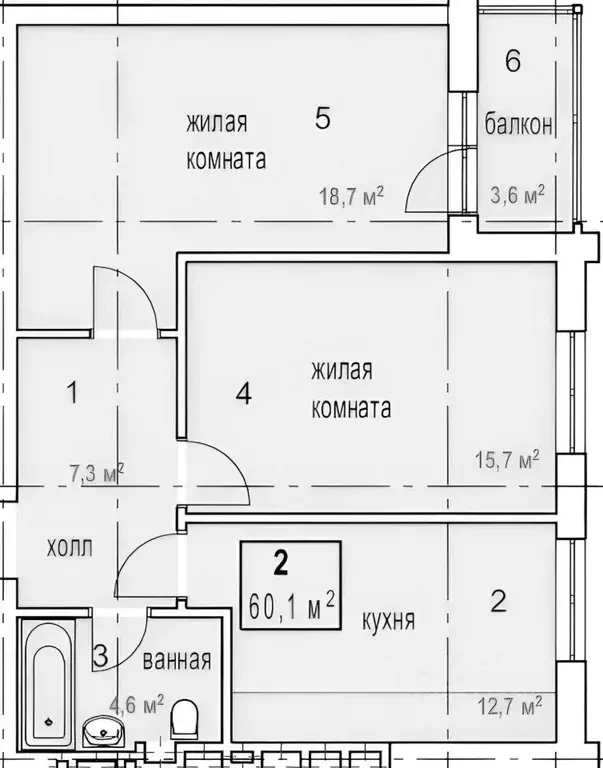 2-к кв. Калининградская область, Калининград Старокаменная ул., 3 ... - Фото 1