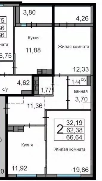 2-к кв. Калужская область, Калуга ул. Минская, 2 (66.38 м) - Фото 2