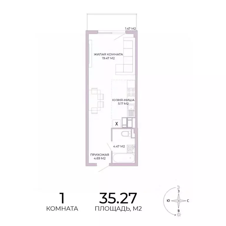 1-к кв. Пензенская область, Пенза Побочинская ул., с18 (35.27 м) - Фото 1