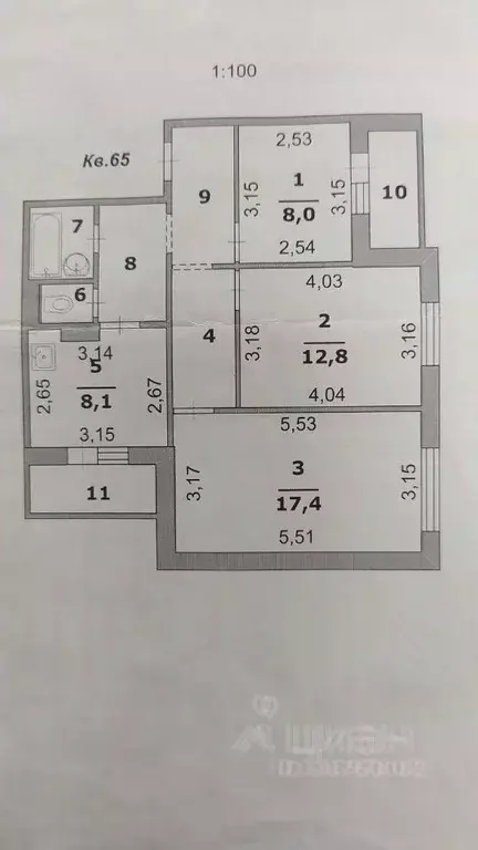 3-к кв. Белгородская область, Белгород ул. Есенина, 52 (63.1 м) - Фото 1