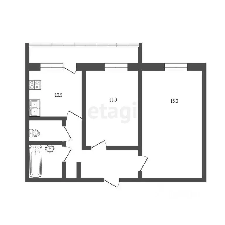 2-к кв. Псковская область, Псков ул. Рокоссовского, 22 (49.7 м) - Фото 1