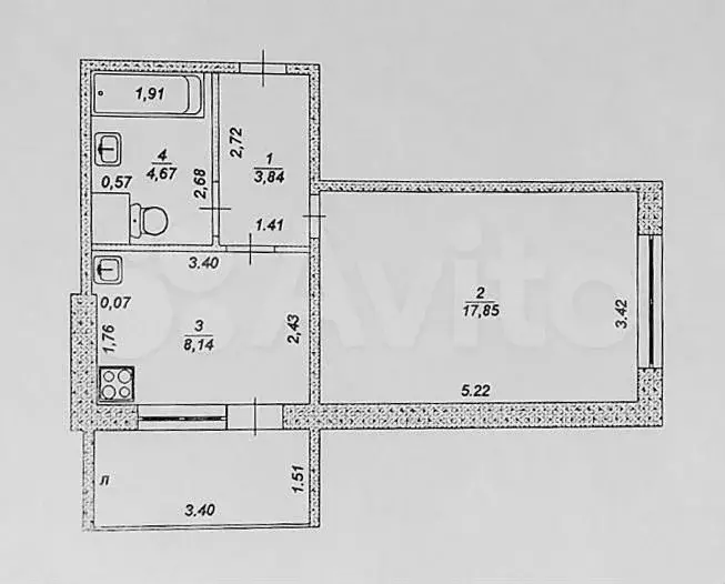 1-к. квартира, 34,5 м, 3/9 эт. - Фото 0