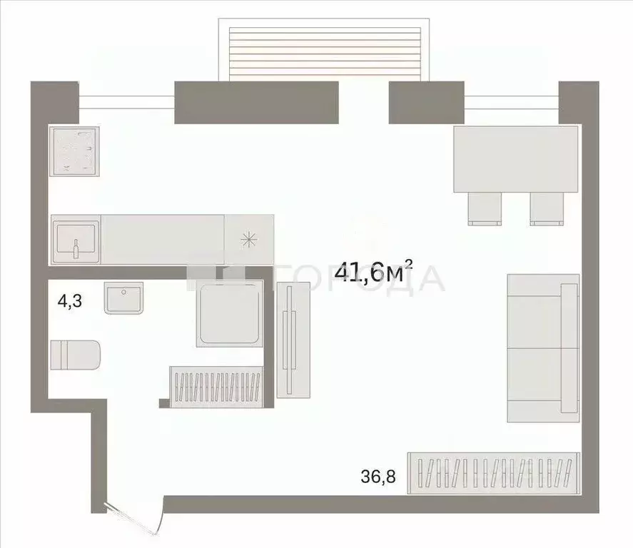 1-к кв. Новосибирская область, Новосибирск Выставочная ул., 4 (41.6 м) - Фото 1