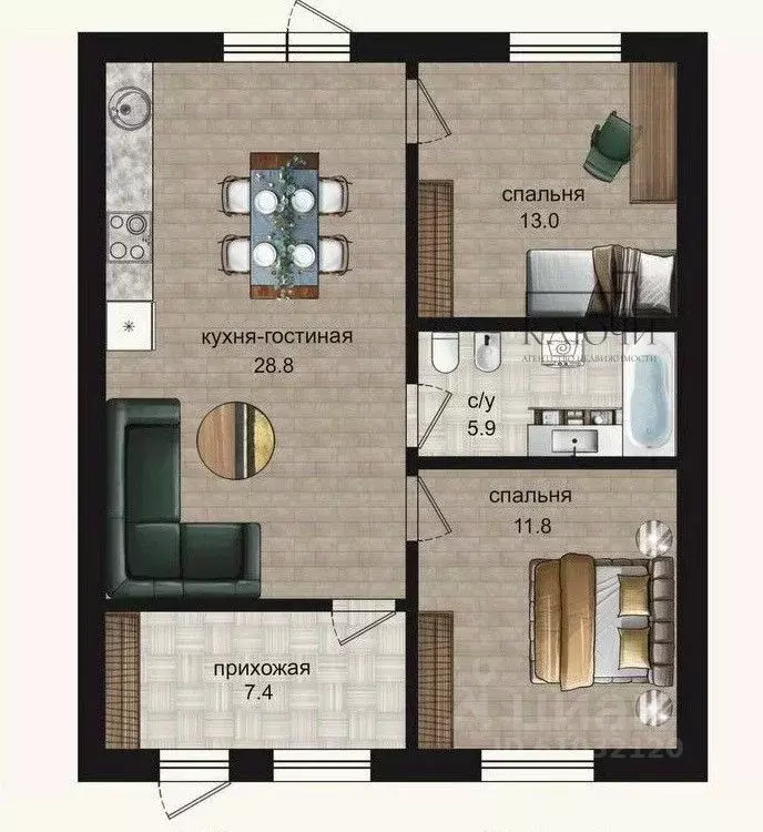 Таунхаус в Челябинская область, Магнитогорск ул. Ягодная, 1 (70 м) - Фото 1