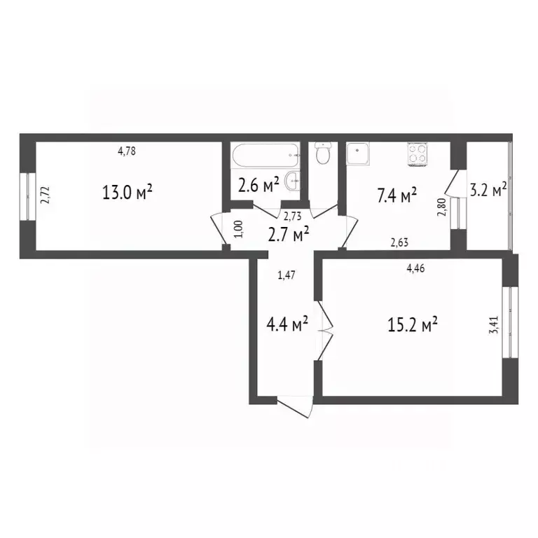 2-к кв. Тюменская область, Ишим Большая ул. (48.0 м) - Фото 1