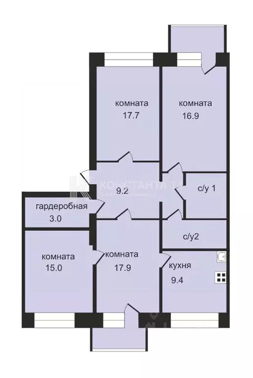 4-к кв. Челябинская область, Челябинск просп. Ленина, 17 (99.6 м) - Фото 2