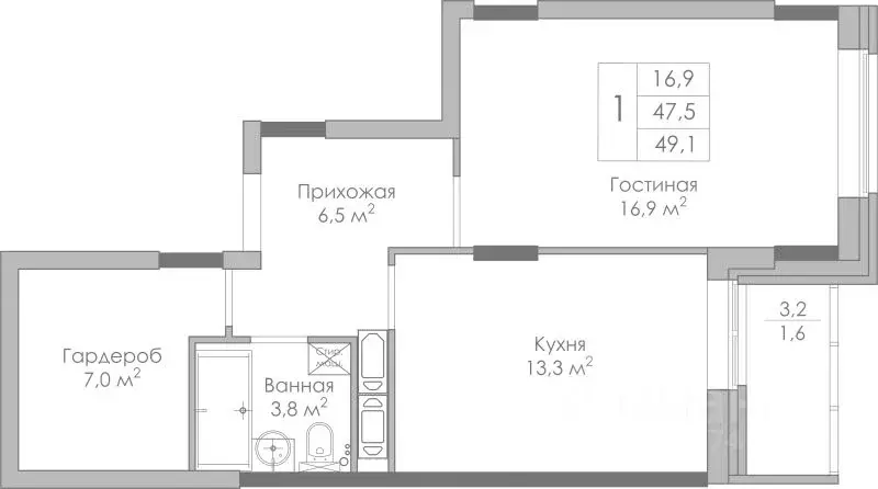 1-к кв. Липецкая область, Липецк Московская ул., 155 (49.1 м) - Фото 0