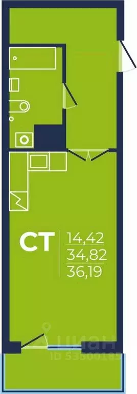 1-к кв. Башкортостан, Уфа просп. Дружбы Народов, 51 (35.7 м) - Фото 0