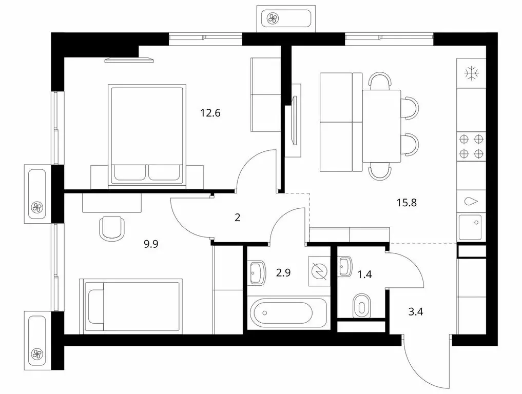 2-комнатная квартира: Боброво, ЖК Восточное Бутово, 48 (48 м) - Фото 1