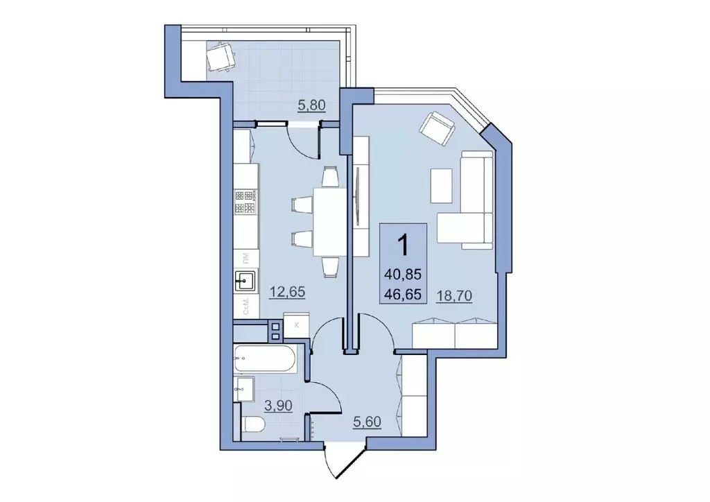 1-к кв. Саратовская область, Балаково Комсомольская ул., 65 (40.85 м) - Фото 0