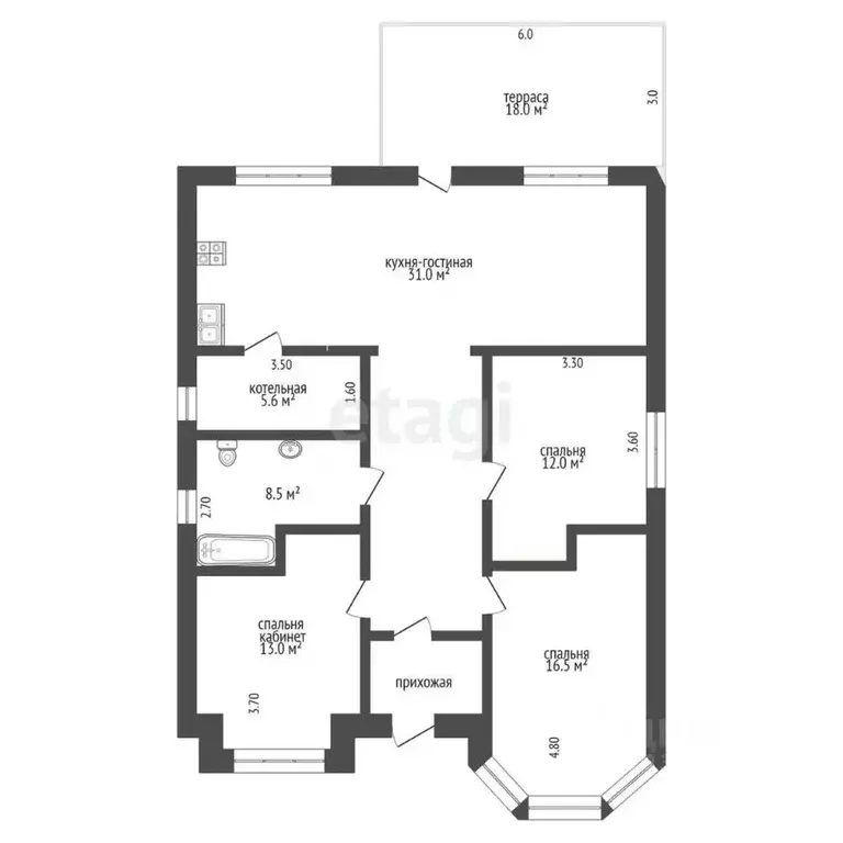 Дом в Тюменская область, Тюменский район, Онегин кп  (115 м) - Фото 1