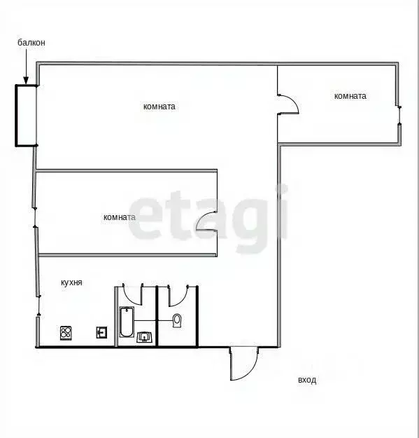 3-к кв. Костромская область, Кострома Проселочная ул., 34 (57.5 м) - Фото 1