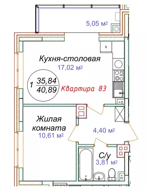 1-к кв. Ставропольский край, Минеральные Воды  (40.89 м) - Фото 0