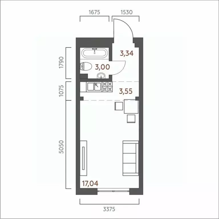 Студия Иркутская область, Иркутск ул. 6-я Советская, 2 (26.93 м) - Фото 0