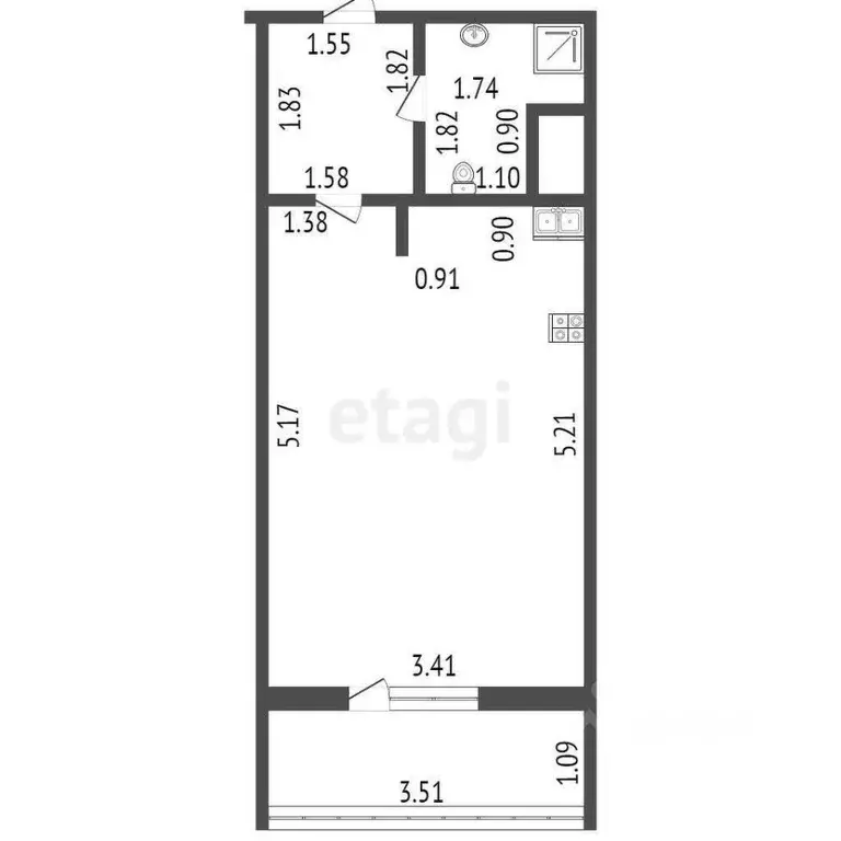 Студия Санкт-Петербург ул. Бабушкина, 84к2 (22.7 м) - Фото 1