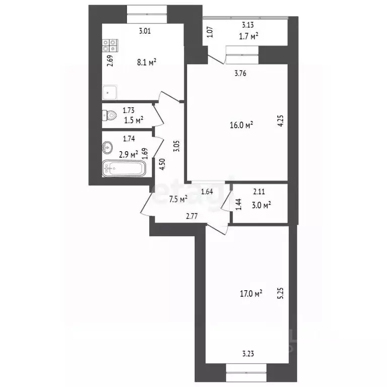 2-к кв. Забайкальский край, Чита ул. Курнатовского, 71к1 (60.0 м) - Фото 1
