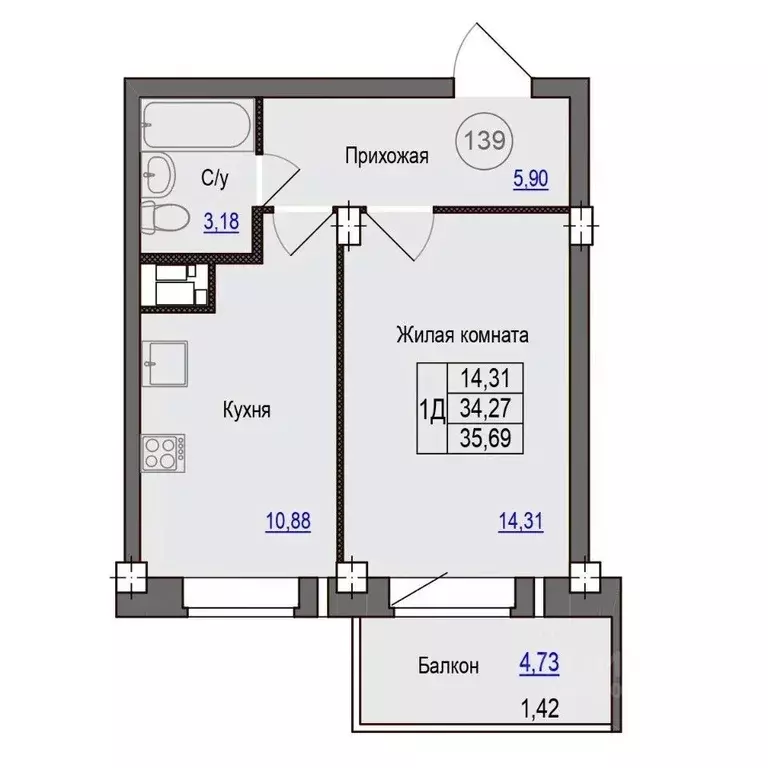 1-к кв. Псковская область, Псковский район, Завеличенская волость, д. ... - Фото 1
