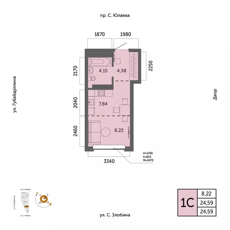 1-комнатная квартира: Уфа, жилой район Зелёная Роща, жилой комплекс ... - Фото 1