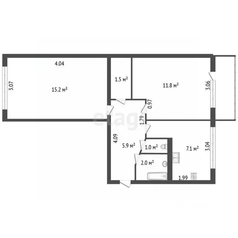 2-к кв. Санкт-Петербург ул. Черкасова, 13 (45.0 м) - Фото 1