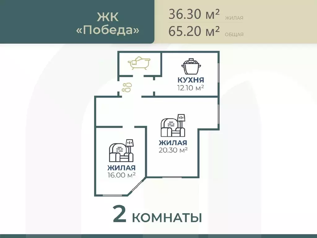 2-к кв. Волгоградская область, Городищенский район, Царицынское с/пос, ... - Фото 1