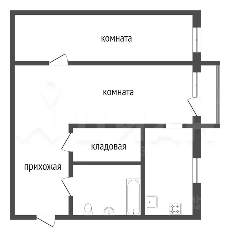 2-к кв. Челябинская область, Челябинск ул. Куйбышева, 69 (47.0 м) - Фото 1