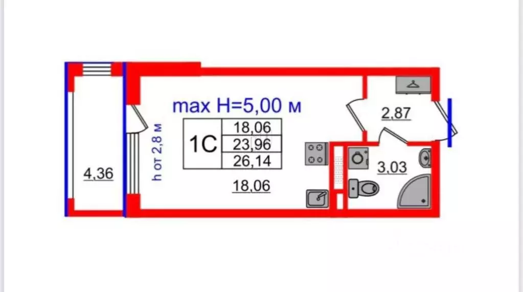 Студия Санкт-Петербург пос. Стрельна, просп. Буденного, 22 (24.0 м) - Фото 1