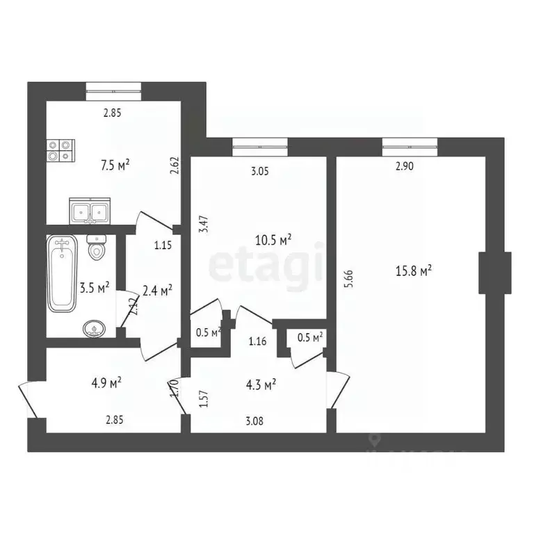 2-к кв. Хабаровский край, Хабаровск ул. Калинина, 80 (49.9 м) - Фото 0