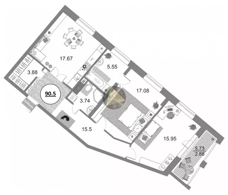 2-комнатная квартира: Санкт-Петербург, проспект Авиаконструкторов, 54 ... - Фото 2